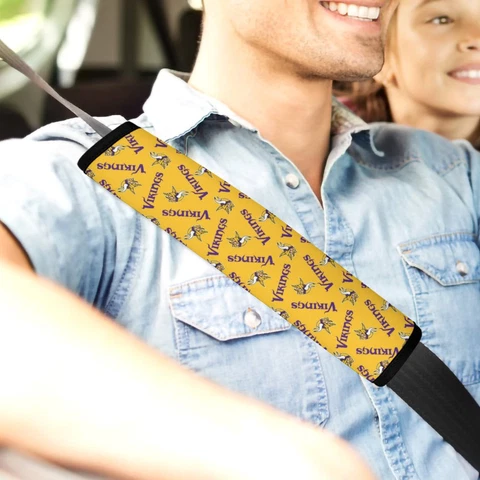 2pcs Minnesota Vikings Car Seat Belt Pad Shoulder Pad Cover Comfortable Driving Cover