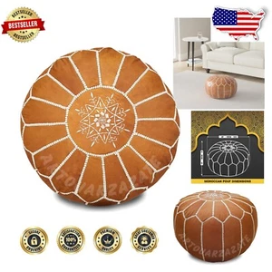 Premium 100% Real Leather Ottoman Pouf - Stylish Hassock for Comfort & Décor - Picture 1 of 12