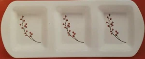 3-Section Porcelain Serving Dish/Tray/Platter - Red Berry By Encore Promotions - Picture 1 of 1