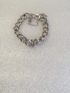 Vintage Monet Silver Tone Chain Link Bracelet with Safety Chain - Picture 1 of 3