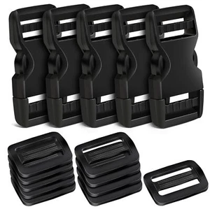 5 Pack Buckles for Nylon Webbing Straps 1", Quick Side Release Plastic Buckles - Picture 1 of 7
