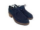 CLARKS SOMERSET BALMER WILLOW Blue Suede Heeled Wallabee LOAFERS Shoes UK 5.5
