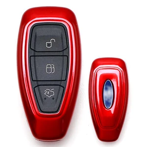 Glossy Red Remote Smart Key Fob Shell Holder Cover For Ford Fiesta Focus C-MAX - Bild 1 von 6