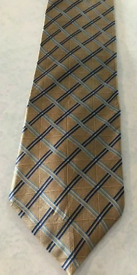 Men's Tie Necktie Nautica Navy Blue Light Blue Brown Geometric Abstract Pattern - Image 1 of 2