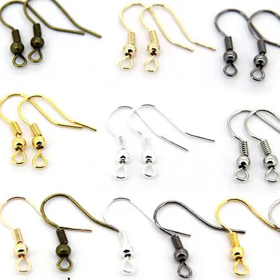 100PCS Wholesale DIY JEWELRY Making Findings Earring Hook Coil Ear Wires Bulk • 2.12€