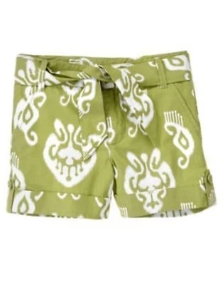 GYMBOREE BATIK SUMMER GREEN IKAT PRINT WOVEN SHORTS 5 6 7 NWT - Image 1 of 2