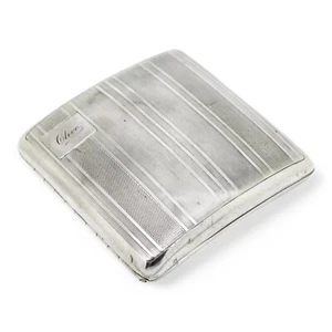 Antico Arte Deco Dorato E Argento Sterling Sigaretta Custodia Inciso “ Clive ” - Picture 1 of 16
