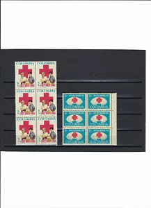 ''GIRL GIVING FIRST AID''-RED CROSS SEMI POSTAL. BKLT OF 6 COLOMBIA 1966-67 - Picture 1 of 1