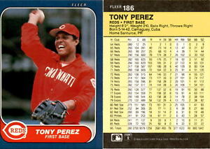 Tony Perez 1986 Fleer Baseball Card 186  Cincinnati Reds