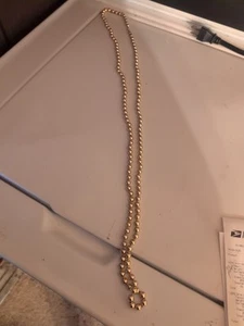 Vintage necklace 1950S Quality Graduated Gold Beaded On Chain 30” - Picture 1 of 1