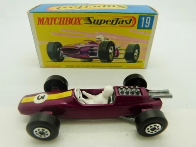 Matchbox Lesney Superfast 19 Lotus Racing Car Purple in Original Box - Image 1 of 4