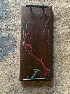 Custom Walnut Charcuterie Board Lichtenstein Burned / Epoxied One Of A Kind - Picture 1 of 1