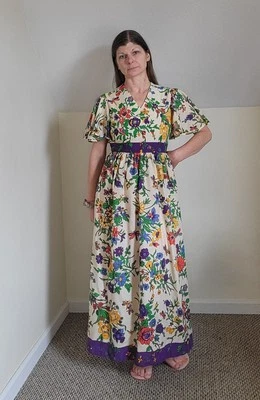 Очарование моды винтажный яркий цветочный платье угол рукава стрекозы  - Изображение 1 из 4