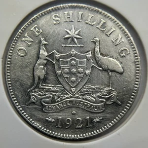 1921 Star Shilling Coin - good Very Fine Scratches - Key Date George V Silver - Picture 1 of 2