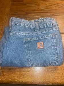 Carhartt Blue Jeans Men’s Size 42x30 B460 LVB Relaxed Fit Denim Workwear - Picture 1 of 11
