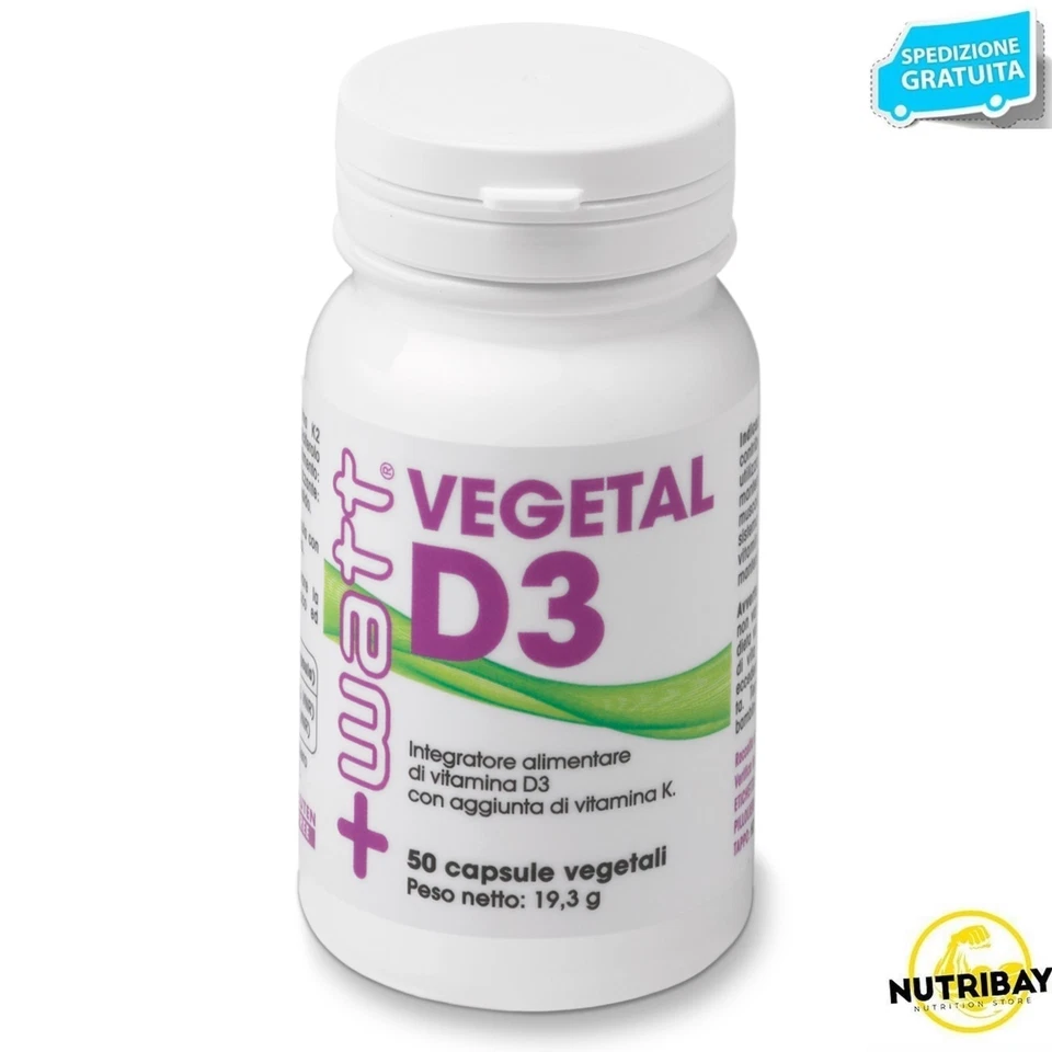 + WATT VEGETAL VITAMIN D3 + k2 50 caps INTEGRATORE DI VITAMINA D3 + K2 - Immagine 1 di 1