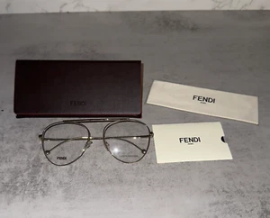 FENDI Aviator Eyeglasses FF0352 J5G Gold 56mm - $460 Retail - Picture 1 of 16