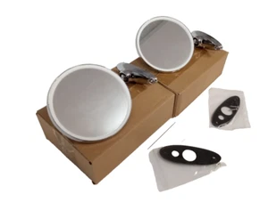 Paar flache Spiegel Durchm. 12,5 Lochansatz Karosserie für Oldtimer - Bild 1 von 9