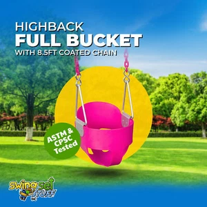 JUEGO SWING STUFF ASIENTO CUBO COMPLETO TRASERO ALTO ROSA CON CADENAS RECUBIERTAS DE 8 1/2 FT 0052 - Imagen 1 de 12