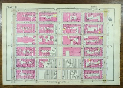 1916 MIDTOWN MANHATTAN Map NEW YORK CITY NY~ Old Antique ST PATRICKS CATHEDRAL - Image 1 of 4