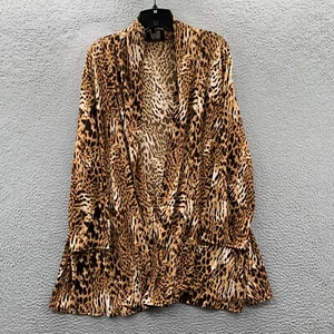 SLINKY BRAND Blouse Womens 2X Cardigan Top Cheetah Print - Picture 1 of 8