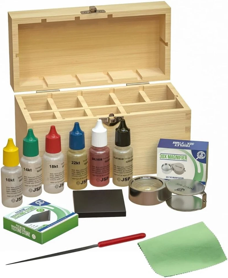 10k 14k 18k 22K 24K Gold Silver Jewelry Test Kit Acid Box Precious Metals Stone - Image 1 of 4