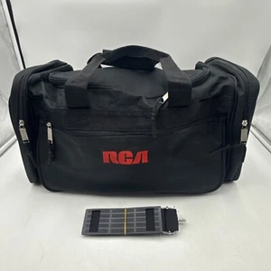 RCA PROMOTION ADVERTISING BLACK STUDDED DUFFLE BAG WITH SHOULDER STRAP 20X10 - Picture 1 of 13