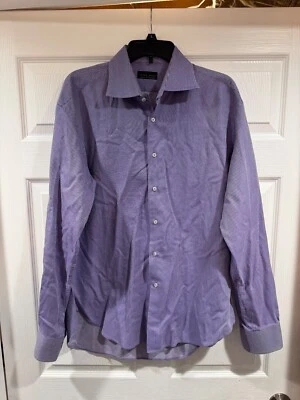 Camisa de Vestir Zara Púrpura Elegante Mezcla de Algodón Manga Larga Para Hombre US 17 Eur 44 Foto 1 de 4