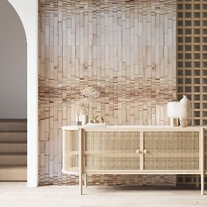 Wooden 3D wall panels in oak, wooden mosaic wall cladding sculptural tiles