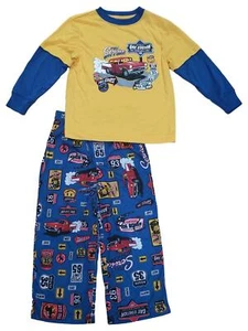 Boys Yellow & Blue Full Service Signage Print 2 Piece Pajama PJ Set XS (4/5) - Picture 1 of 1