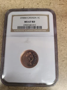 1988 W CANADA CENT NGC MS67 RD - Picture 1 of 2