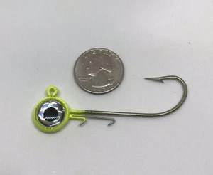 YOUNGBUCKLURES 1/4oz Big Eye Jig 4/0 Hook In Fluorescent Yellow - Picture 1 of 2