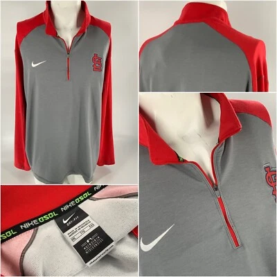 圣路易斯红雀队耐克 1/4 拉链套衫男式 XXL 灰色红色人造丝 Poly YGI A3-157 — 第 1/4 张图片