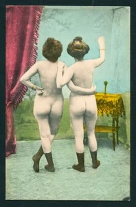 French 1910 Marvelous Two Risque Models Printed Collotype REAR VIEWS Derrieres - Picture 1 of 1