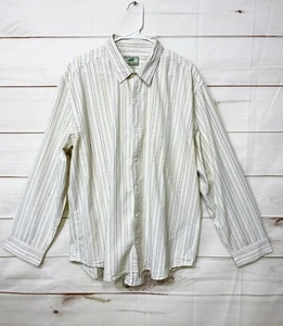 Horny Toad Mens Shirt Size XXL Ivory Striped Button Up Long Sleeve 100% Cotton - Picture 1 of 8