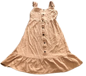 Monteau Los Angeles Sommerkleid lachs Leinenmischung Rüschensaum Gr. M gerafft - Bild 1 von 9