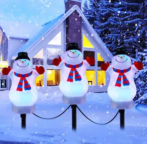 Brightown Set Of 3 Christmas Pathway Lights Led Snowmen - Picture 1 of 7