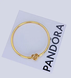 Neu 100 % echt PANDORA Celestial 14K Gold P Herz Verschluss Armreif 563401C01 - Bild 1 von 5
