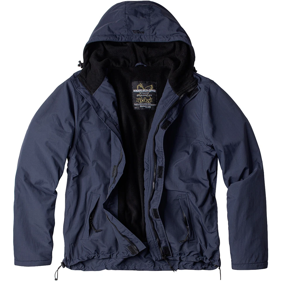 Chaqueta cortavientos excedente cremallera exterior capucha anorak para hombre repelente al agua azul marino Foto 1 de 1