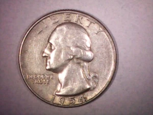 Vintage 1954 D Washington Quarter, 90% Silver, 25C Coin ( 621 ) - Picture 1 of 2