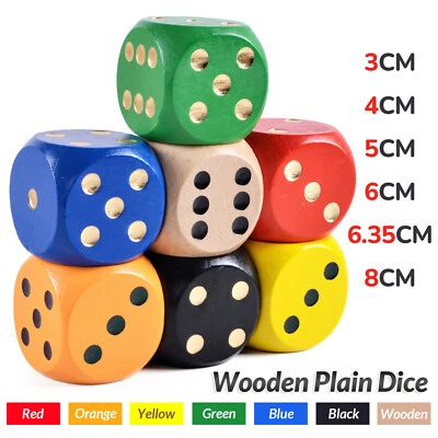 Wooden Plain Dice 30,40,50,60,80 mm Extra Large Wooden Dice for Games and Play - Image 1 of 3