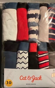 Cat & Jack Boxer Briefs Multi Print Boys XS (4/5) 10 Pack 100% Cotton - Picture 1 of 1
