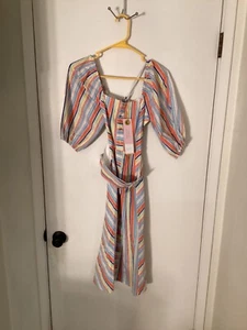 Women "Tany Taylor" multicolored puffy sleeve belted dress. Size 0. Reg. $475.00 - Picture 1 of 3
