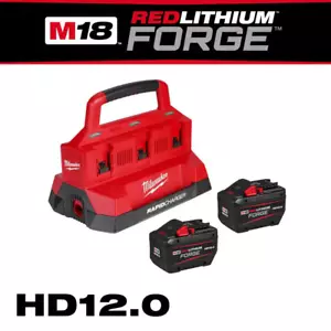 M18 18V REDLITHIUM FORGE Two 12.0 Ah Batteries and PACKOUT 6-Port Rapid Charger - Picture 1 of 12