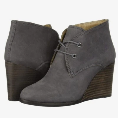 Lucky brand Shijo gray leather wedge bootie size 8 - Image 1 of 4