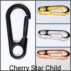Large spring clasp carabiner style rose yellow black silver pl 2pcs craft - Picture 1 of 13