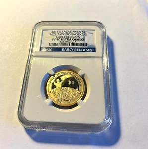 2015 S $1  SACAGAWEA DOLLAR MOHAWK IRONWORKERS NGC PF70 ULTRA CAMEO EARLY - Picture 1 of 2
