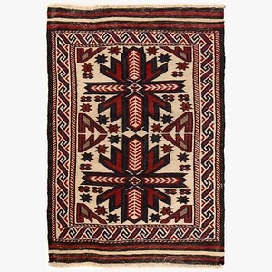 Old Vintage Afghan Hand-knotted Oriental Flat Weave Kilim Rug 2'8"x3'11" FT 3981 - Picture 1 of 8