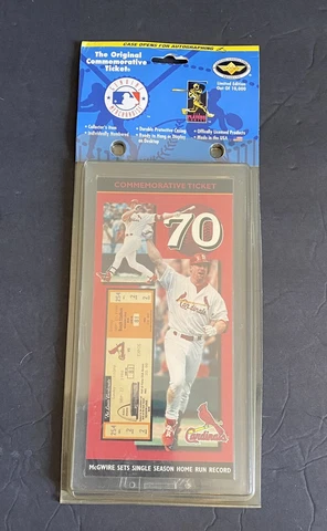 1998 ORIGINAL COMMEMORATIVE TICKET MARK MCGWIRE 70TH HOME RUN #1663 of 10,000 Cover