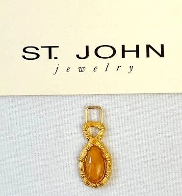 NEW ST. JOHN KNITS Zipper Pull Puller Slider Gold Replacement Signed Enamel - Image 1 of 4